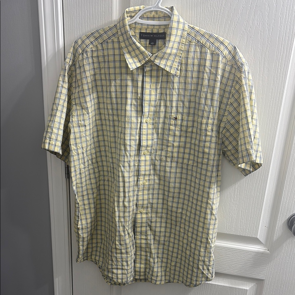 Tommy Hilfiger Yellow and Blue Checkered Men's Shirt